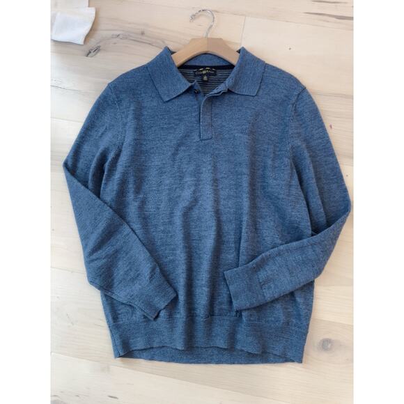 Charter Club Mens Wool Sweater Size large Collared Blue Long Sleeve Casual - Picture 1 of 5